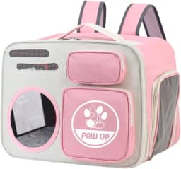 Bolsa Transporte Pet para Gatos 40x30x26 cm,Mochila em Tecido Oxford Respirável e Resistente, Espaçosa, com Ventilação, Alças Ergonômicas e Bolso Externo, Ideal para Viagens e Passeios (Rosa)