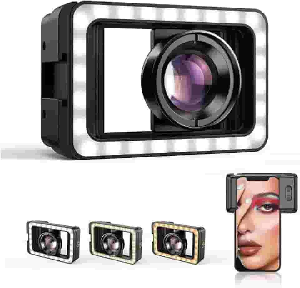 Acessório de lente macro de 100 mm com luz de preenchimento LED, ampliação de 10x, para fotografia de perto. Compatível com quase qualquer modelo de celular, para fotografia macro