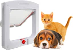 Porta Pet com Trava 4 Funções para Cães e Gatos até 7kg | Instalação Fácil em Portas e Paredes | Acesso Controlado e Seguro para Animais (Branco)