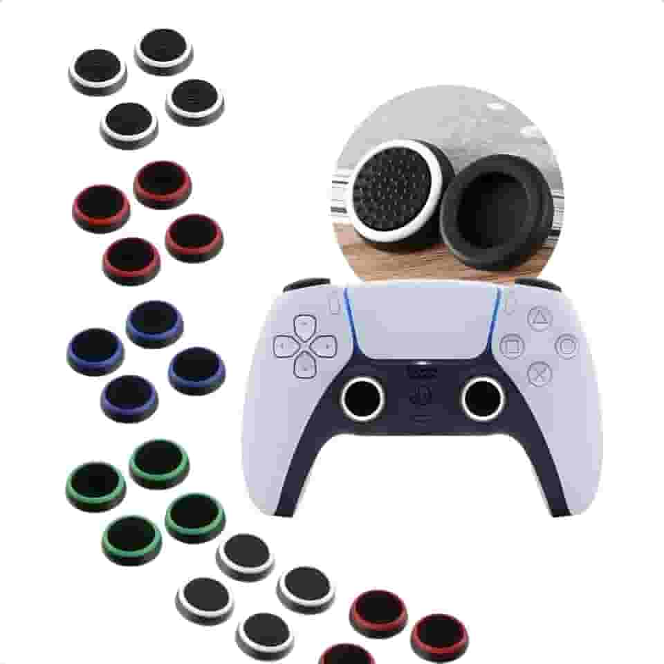 Kit 8 Grip Protetor Analógico Borracha Silicone Botão Controle Gamer Borracinha Compatível Ps3 Ps4 Ps5