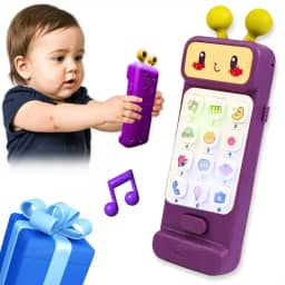 Celular Telefone Infantil De Brinquedo Interativo Música Sons Educativos Luzes Mordedor Sensorial Fase de Dentição Presente Bebê 1 Ano 12 Meses Natal Aniversário Dia Das Crianças (Robô Roxo)