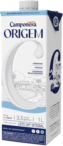 Camponesa Leite UHT Sem Estabilizantes Integral Origem 1L