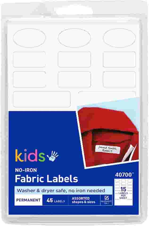 Etiquetas de tecido de 5 folhas - fácil de escrever, bastão de longa duração, seguro para máquina de lavar e secar, tamanho 4 × 0,59 cm, 50 peças LCC222-03