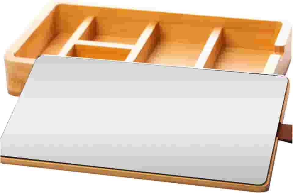 LYOR - Porta Joias de Bambu com Espelho 25cm x 14cm x 3,5cm