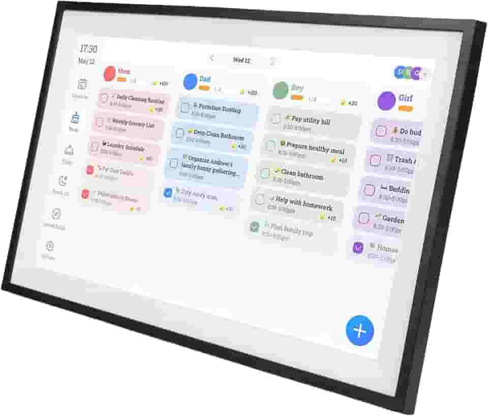 SUNGOOYUE Calendário Digital Inteligente, Porta-retratos Com Tela Sensível Ao Toque de 15,6 Espaços e Organizador Familiar para Montagem na Parede de Escritório Doméstico ou Suporte de (Moldura Preta)