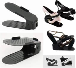 Kit 20 Organizadores de sapato, saltos e tênis com regulagem de altura - Preto