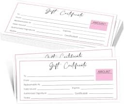 25 vales de presente rosa para empresas, vale de presente em branco para salão, spa, restaurantes, casamento, aniversário, Natal, vouchers personalizados para clientes, 9 x 20 cm - 28 cm