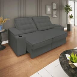 Sofá Retratil Reclinavel 3 lugares 2,30m Porta Copo Usb Sala Cor:cinza
