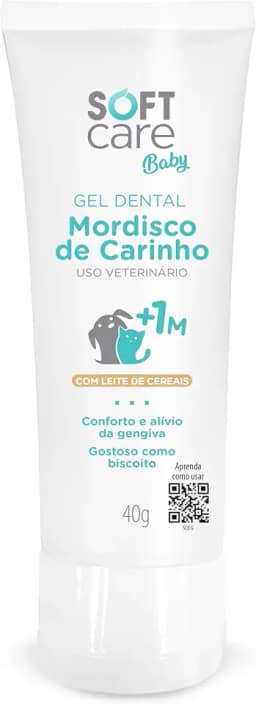 Gel Dental Mordisco De Carinho Soft Care Baby 40g - Para Filhotes de Cães e Gatos (a partir de 1 mês) Para gengiva dos pets