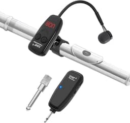 XIAOKOA Microfone sem fio de Instrumento, UHF, 40 metros, Tela Digital, Ótimo para Flauta, Clarinete