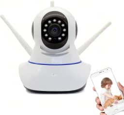 Câmera De Segurança Ip Babá Eletrônica 1080p Full Hd Wifi 3 Antenas Microfone Áudio Visão Noturna