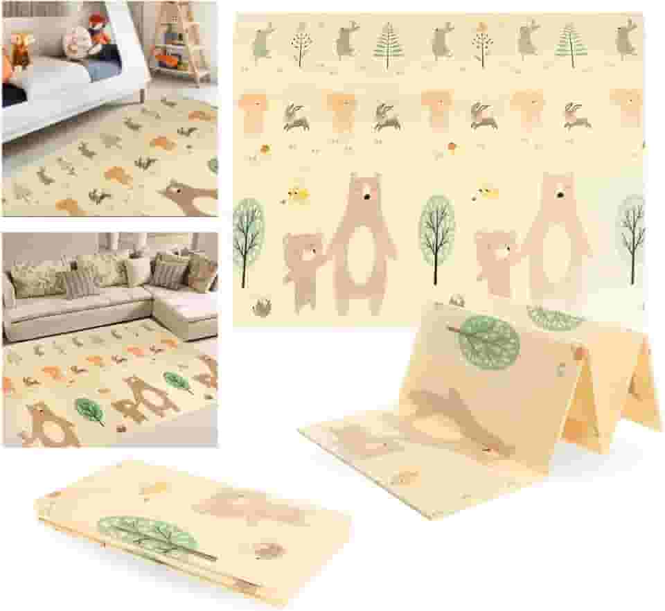 TAPETE TATAME INFANTIL EMBORRACHADO DOBRÁVEL MACIO 1,5x2M PISTA URSOS ESTAMPAS VARIADAS (URSO)