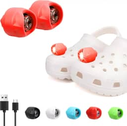 Vergissm Faróis recarregáveis compatíveis com 2 peças de crocodilo, acessório de lanternas, luzes para sapatos com 3 modos de luz para acampar, passear com cães, acessórios para presente de Páscoa