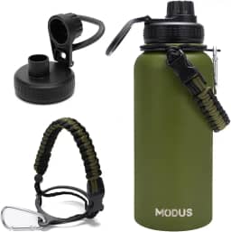 Garrafa Térmica De Água Isolada 1000ml Quente & Frio De Aço Inox Com Alça (Verde)