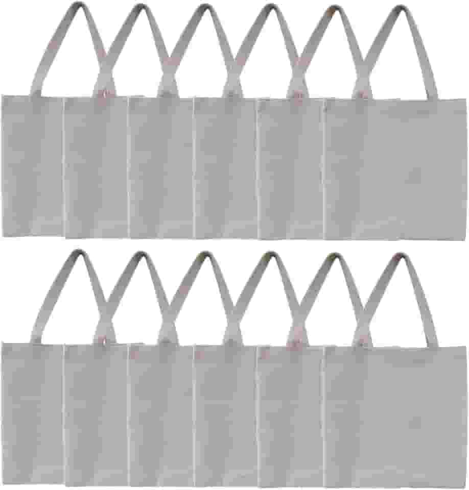 12 Sacolas Ecológicas - Algodão Cru (Ecobag) 35x45cm Alça Translaçado 70cm (largura X Altura)