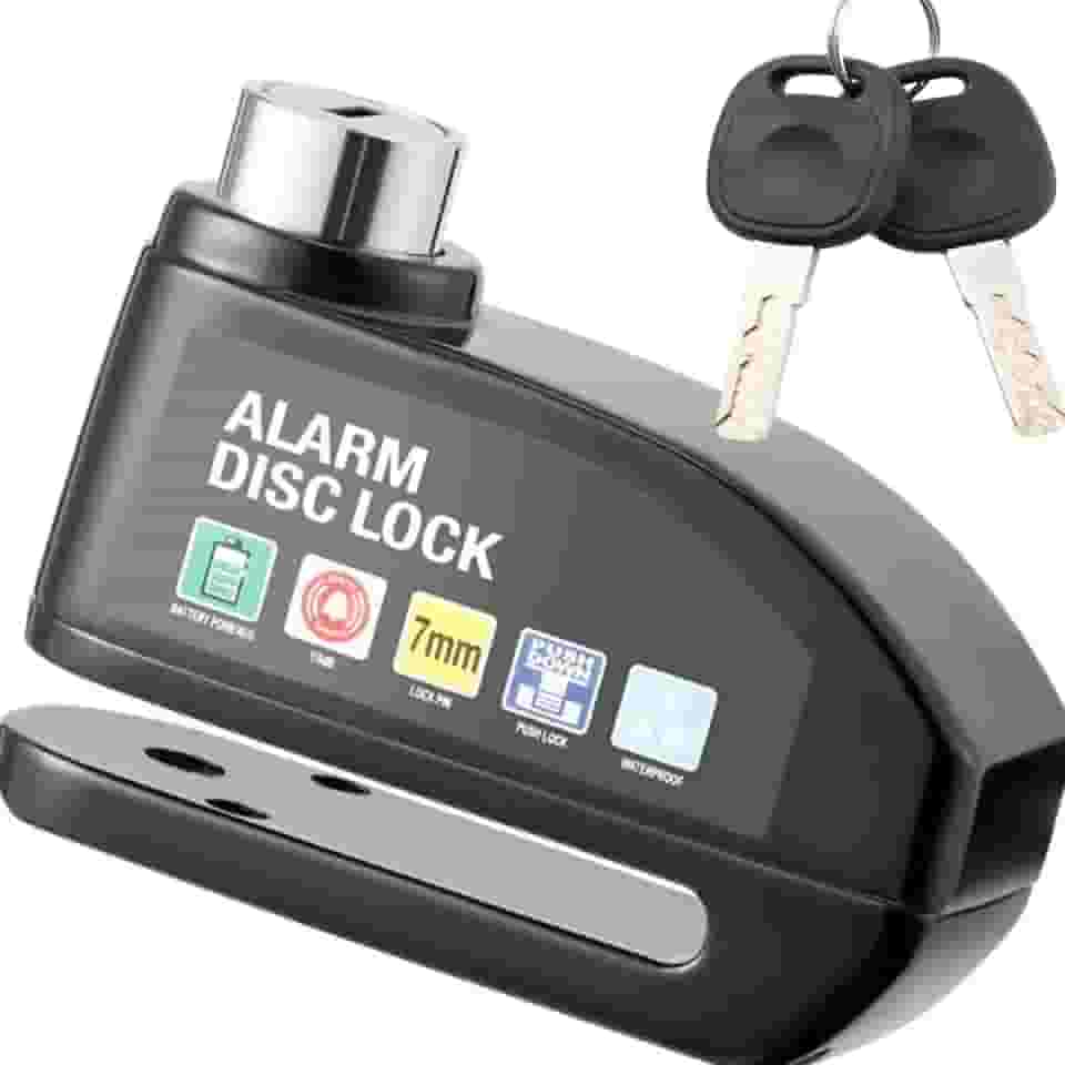 Trava Alarme Cadeado Com Som Trava Freio Disco P/Moto Bike Furto Roubo Motocicleta Compativel com Hornet Xj6 Cbr600 Bmw 850 Cb1000r Cg125 Cg150 Titan 160 Xre190 Xre300 (Preto)