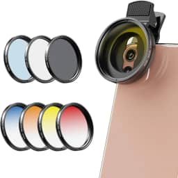 Kit de lentes de câmera de telefone de 52 mm, kit de acessórios de filtro de cor graduada - lente quatro cores, estrela, filtro CPL, filtro ND32 compatível com iPhone 15 14 Pro Max 13 12 11 e câmeras