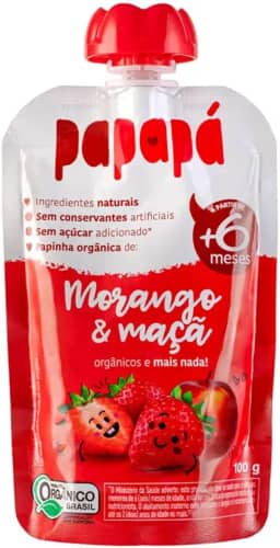 Papinha Orgânica Morango e Maçã Sem Açúcar 100g - Papapá