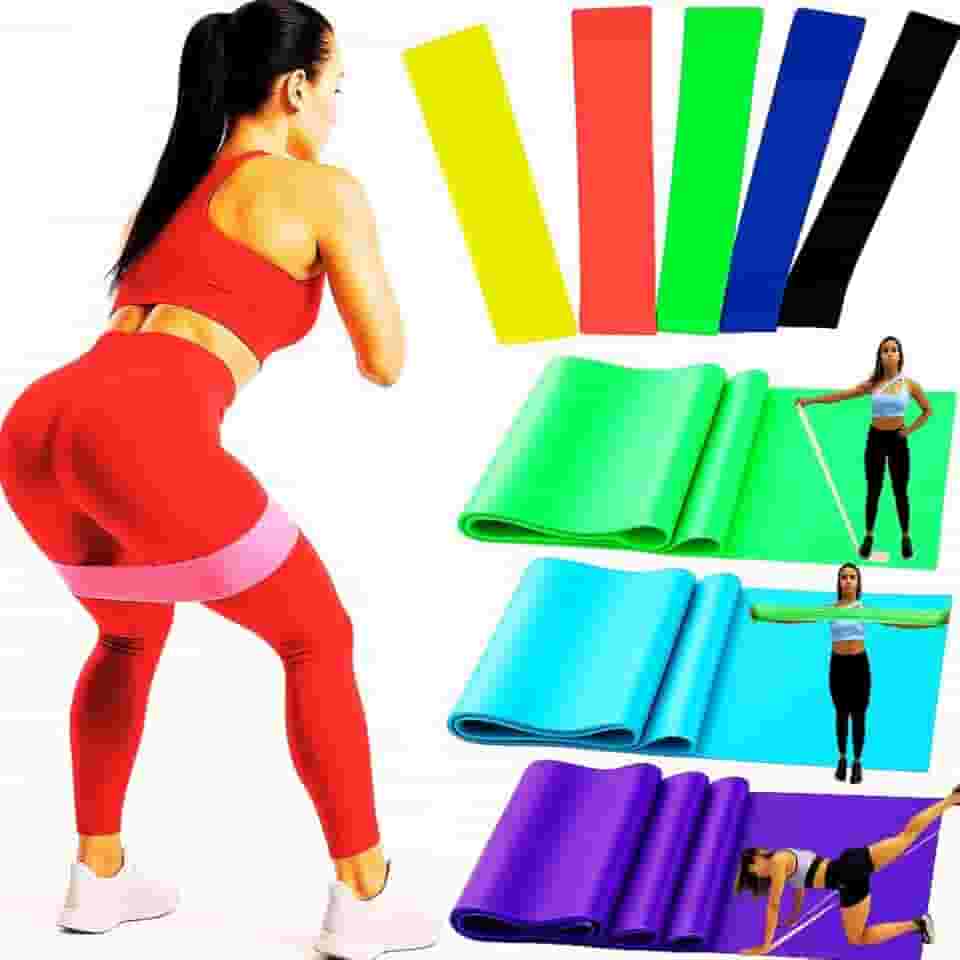 KIT 3 Thera Band + 5 Faixas Elástica Fisioterapia Extensores - elastico para exercicio - Fisioterapia, Pilates, Exercicios em Casa, Academia, Fortalecimento - R78