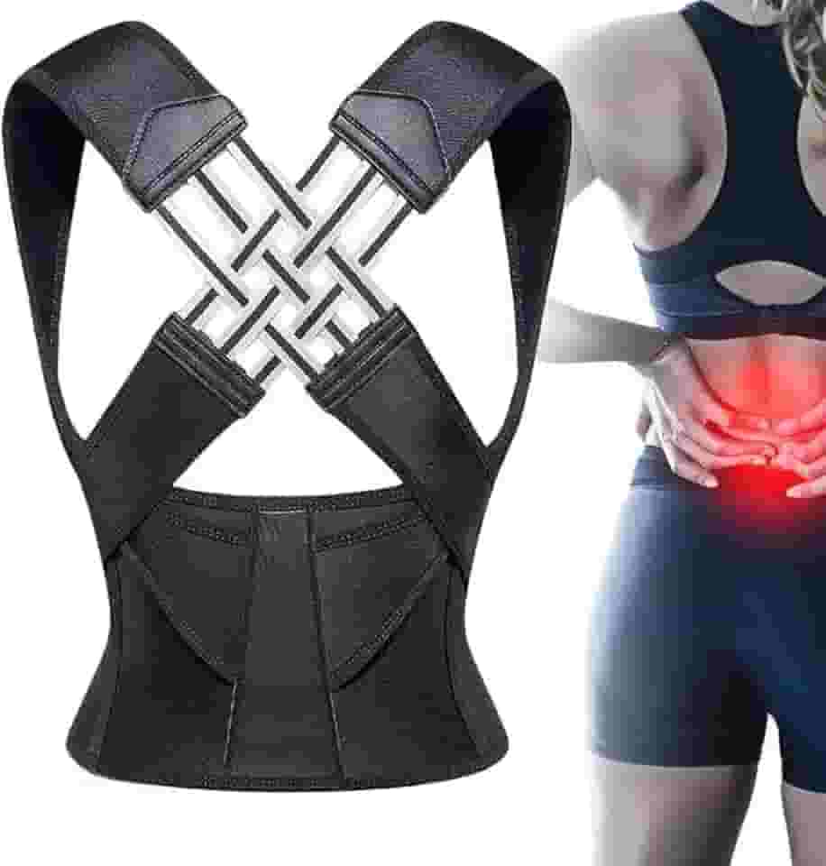 Colete Corretor Postural PostuMax - Cinta Ortopédica Postural Unissex, Suporte Lombar Ajustável, Corrija Sua Postura Durante a Rotina - 33 x Larg:40cm (Colete Fechado)