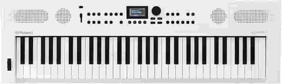 Teclado Roland GO:KEYS 5 para Criação Musical | Teclado de 61 Teclas | Alto-falantes Estéreo Integrados | Entrada para Microfone | Suporte Bluetooth Áudio/MIDI para Streaming de Música - Branco