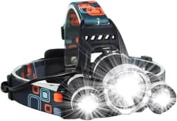 Lanterna de Cabeça Led Recarregável USB com Luz Potente Tripla 4 Modos de Iluminação Ajustável para Corrida Ciclismo Acampamento Trilha Pesca