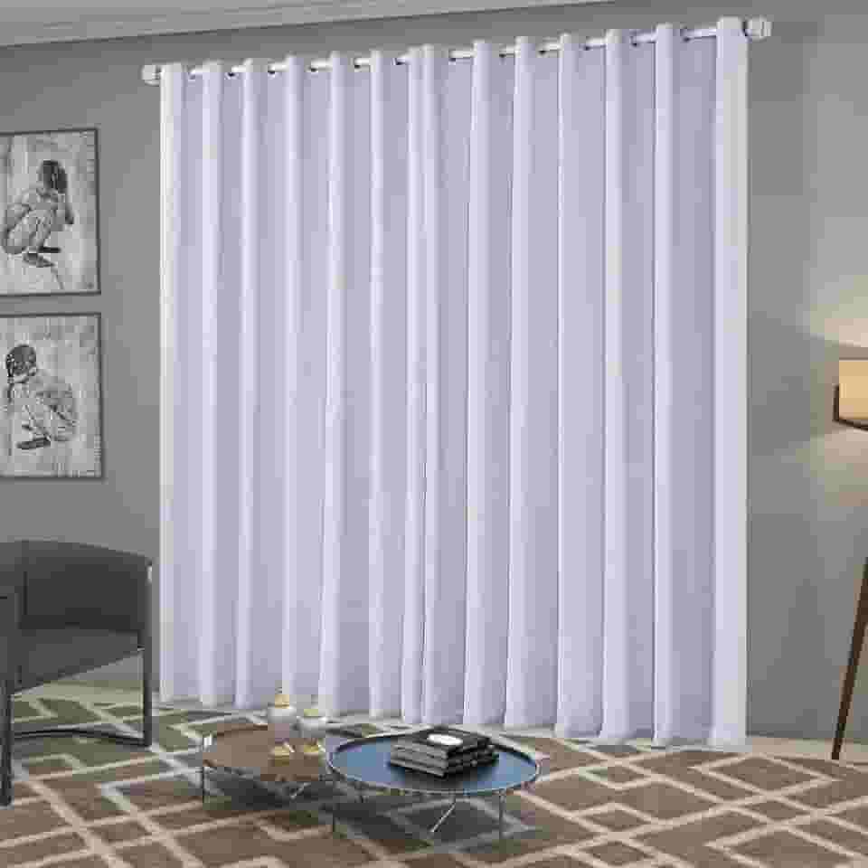 Cortina Blackout/Blecaute Quarto/Sala em Tecido 3,00m x 2,50m com Ilhós Cromado Solaris - Gelo