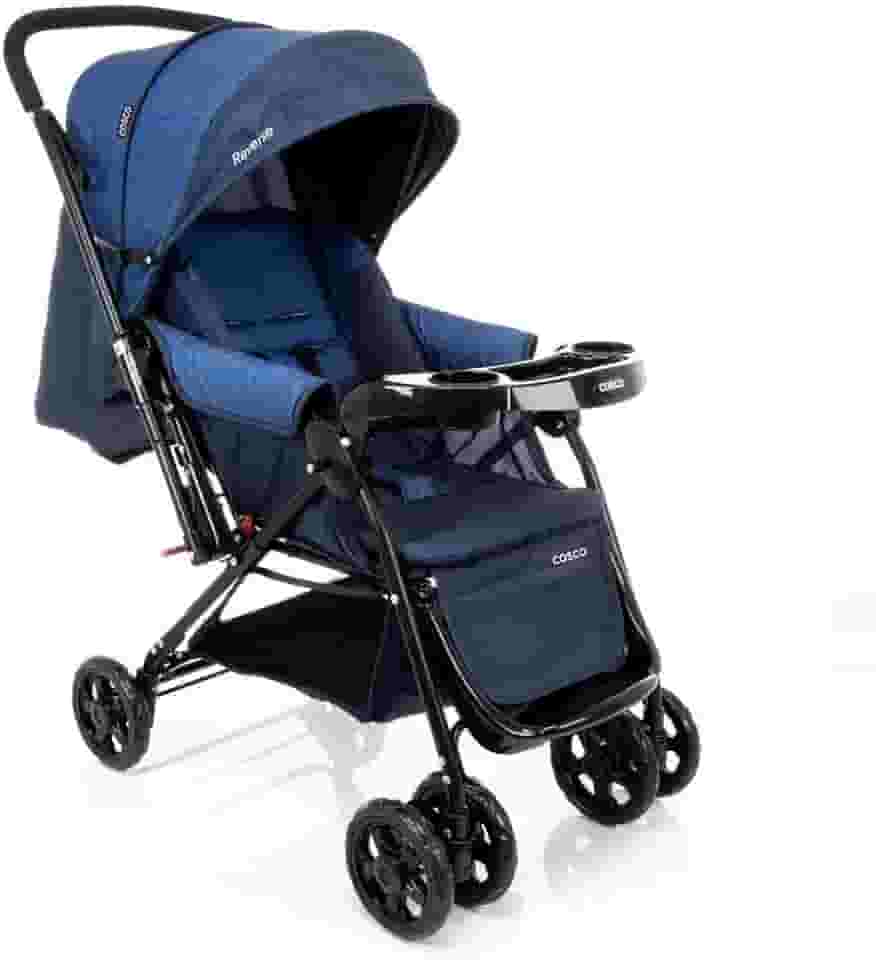 Carrinho de Bebê Cosco Kids, Reverse, Azul Rajado