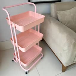 Carrinho Organizador Multiuso com 3 Prateleiras e Rodas (Rosa) - LUXLAR