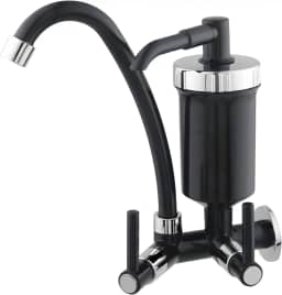 Torneira De Parede Para Cozinha Bica Alta Com Filtro 1/4 De Volta B Preta Com Cromado