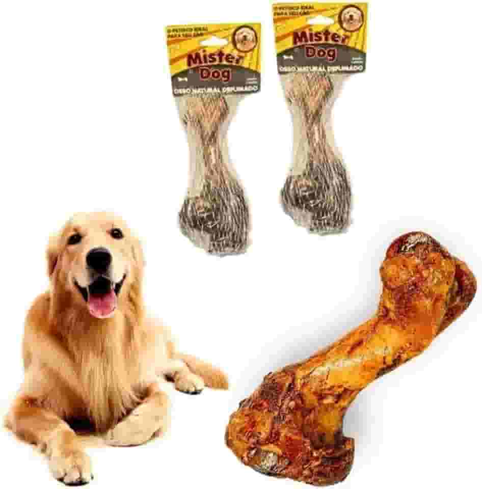 Osso Fêmur Bovino Defumado Natural para Cães Mordedor Canino Pet Com 2 Unidades