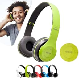 Fone de Ouvido Bluetooth Headphone P47 Sem Fio Wireless Micro Sd 5.0 Dobrável Com Microfone Regulável Para Corrida Academia Escritório Caminhada Reunião Linha Premium (verde)