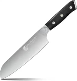 Faca Santoku De 7', Faca Do Chef Forjada Em Aço De Alto Carbono, Faca De Aparar Com Cabo Ergonômico, Preto