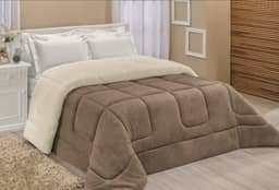 Edredom Sherpa Cobertor Casal Queen 2,40x2,20m Cobertor E Coberdrom Macio - Avelã