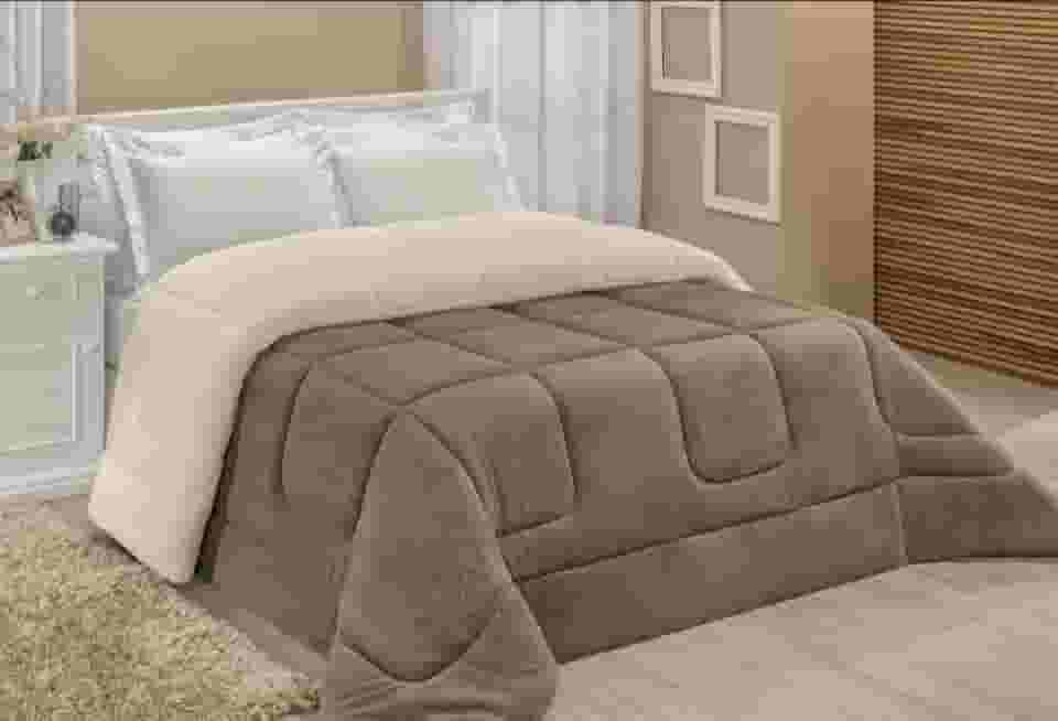 Edredom Sherpa Cobertor Casal Queen 2,40x2,20m Cobertor E Coberdrom Macio - Avelã