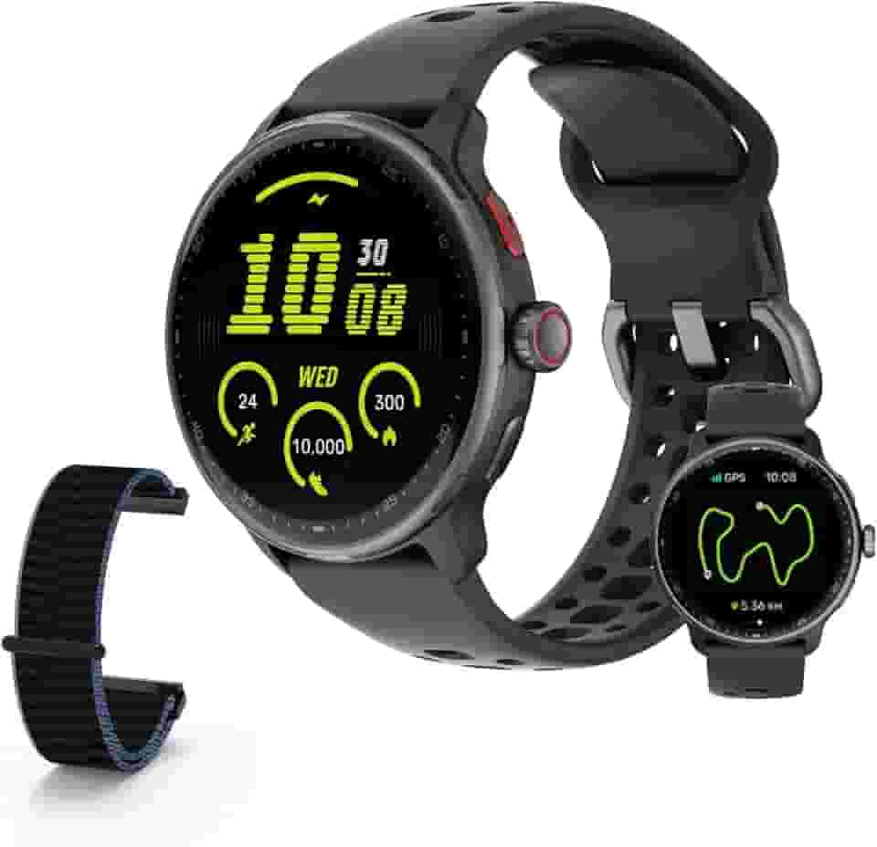 Bettdow SmartWatch GPS, Relogio Smartwatch Masculino e Feminino, 1,43 polegadas HD AMOLED, chamada Bluetooth, Esportivos relógio com voz por IA, Compatível com Android iOS, 2 Pulseiras (preto)