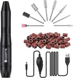 COSITTE Furadeira de unha elétrica, máquina de broca de unhas elétrica USB para pregos de acrílico, ferramenta de polimento de lixa de unha elétrica portátil manicure pedicure Efile