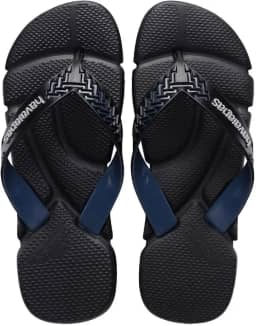 Chinelos Power 2.0, Preto e Azul Indigo, Design Texturizado