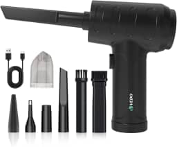 Soprador de Ar para PC, Aspirador de Pó Sem Fio Portátil Limpeza de Carro Escritório Automotiva Multifuncional Bateria Alta Capacidade Motor 6000mha Recarregável USB Vacuum Cleaner (kit 1)