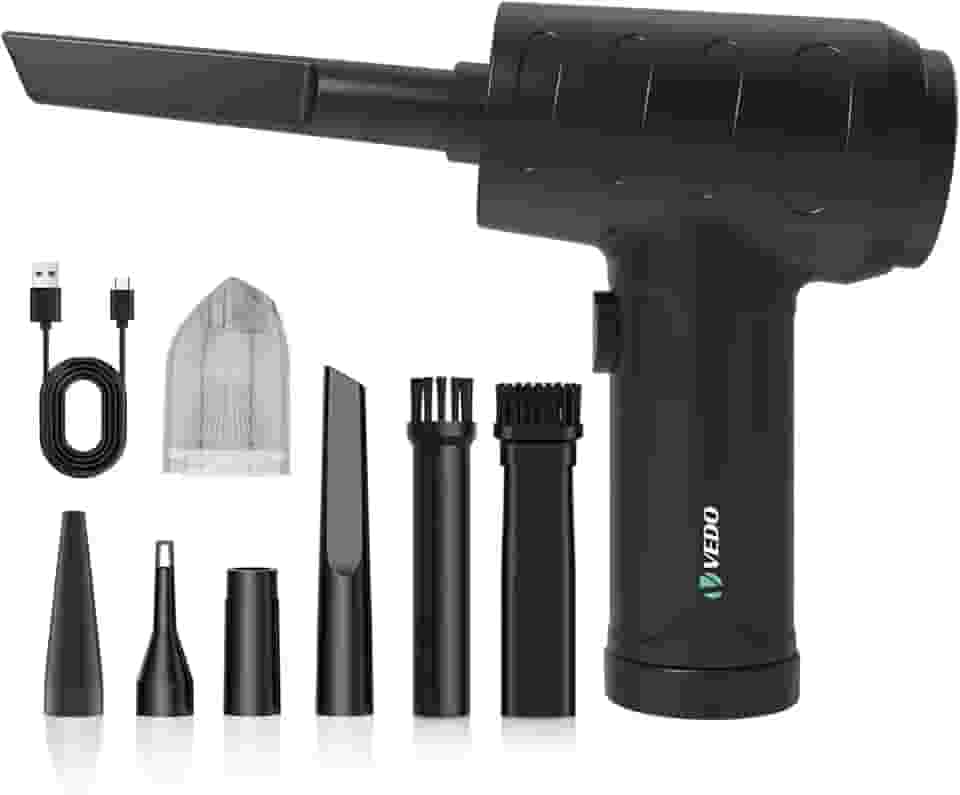 Soprador de Ar para PC, Aspirador de Pó Sem Fio Portátil Limpeza de Carro Escritório Automotiva Multifuncional Bateria Alta Capacidade Motor 6000mha Recarregável USB Vacuum Cleaner (kit 1)