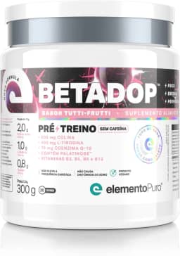 BETADOP Pré-Treino Sem Cafeína - Sabor Tutti-Frutti - 300G, elementoPuro