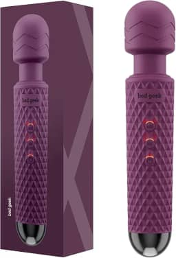 Wand massageadora pessoal com nova memória portátil sem fio à prova d'água USB recarregável massagem 20 padrões de vibração 8 velocidades pele silicone macio, Preto (Roxo)