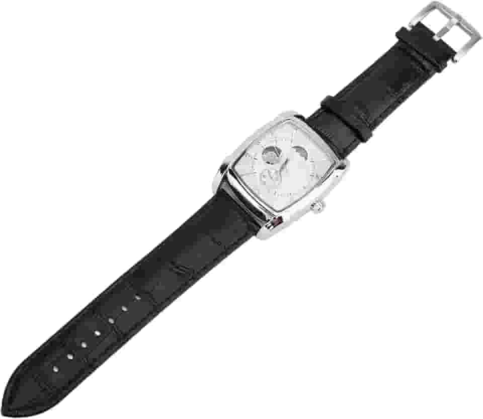 Relógio Mecânico Esqueleto para Homens Fase da Lua Relógio Analógico Cronógrafo de Luxo Luminoso Com Corda Automática, Com Design Aberto, Resistência à água de 30 M (Branco