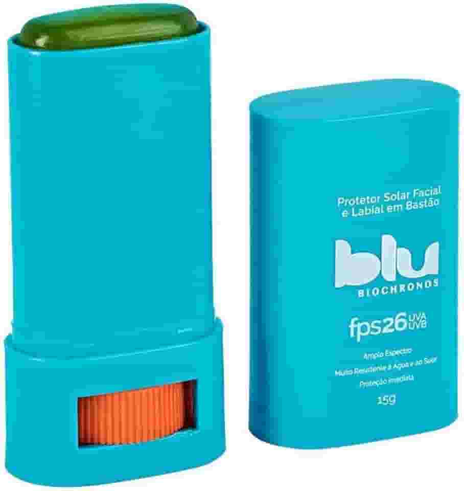 Protetor Solar Facial Vegano Blu Biocronos 40FPS Bastão Incolor 15g Ideal para Surf Esportes Aquáticos e Proteção no Dia a Dia