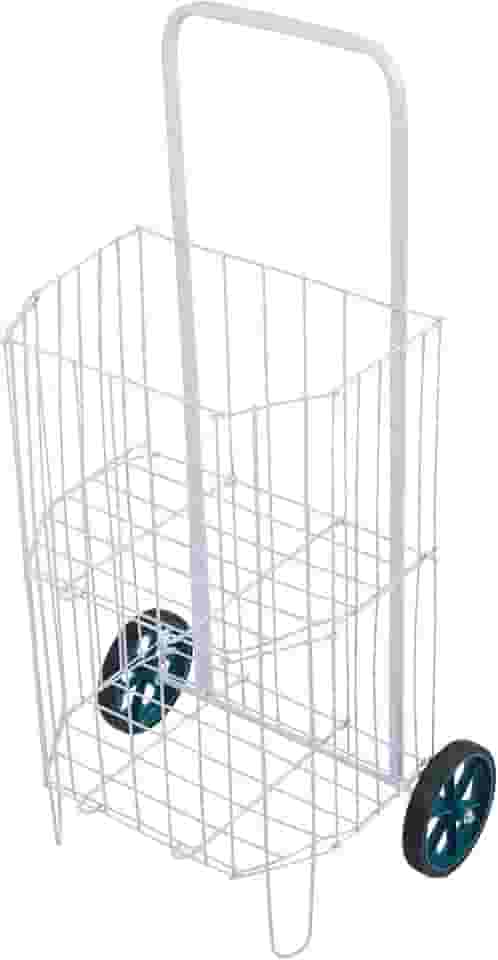 Metaltec Carrinho De Feira E Compras Reforçado Suporta 25KG Dobrável Resistente E Prático - Branco