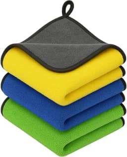 Kit 3 Pano Flanela de Microfibra Automotiva P/Lavagem e Acabamento Sem Risco, 600 gsm, 40x40cm, Dupla Face