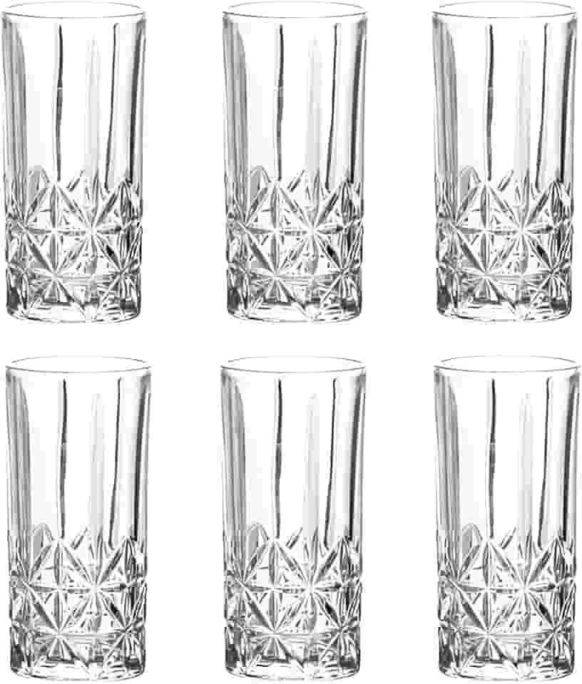 Jogo 6 Copos Longos 360ml em Vidro Resistente Design Moderno e Sofisticado Para Água Suco e Drinks