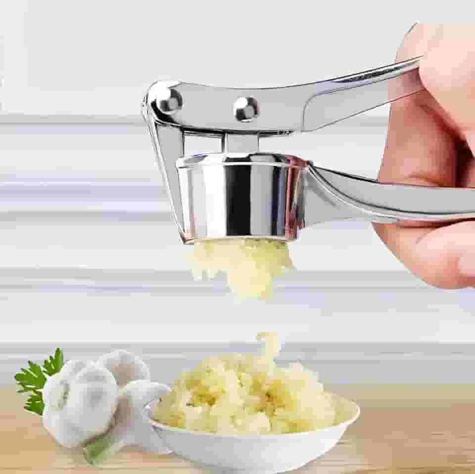 Espremedor de alho de aço inoxidável premium, à prova de ferrugem, ergonômico, com alça de fácil aderência, pode ser lavado na lava-louças, triturador profissional de limpeza fácil para alho e
