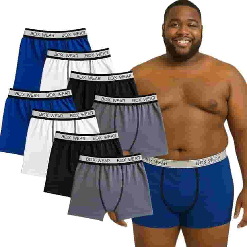 Kit 8 Cuecas Boxer Masculina Microfibra Plus Size Extra Grande Confortável Box Wear (BR, Alfa, XGG, Plus Size, Tamanho Grande, Sortidos)