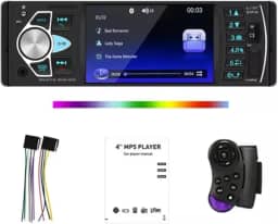 Som Automotivo Bluetooth,Tela HD de 4.1 Polegadas, Controle no Volante e Conexão para Subwoofer - Ideal para Segurança e Entretenimento em Viagens